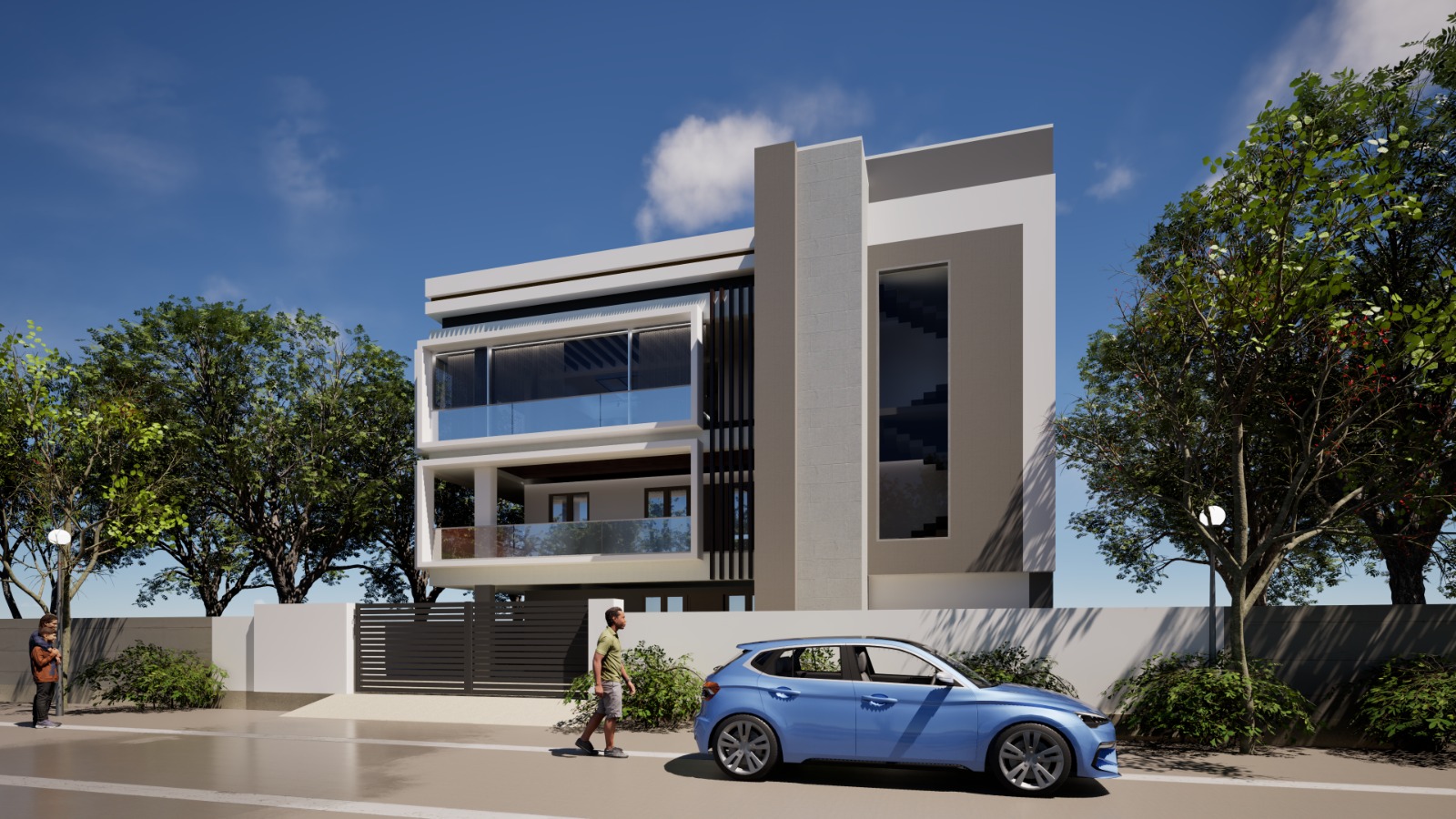 Contemporary residence street elevation