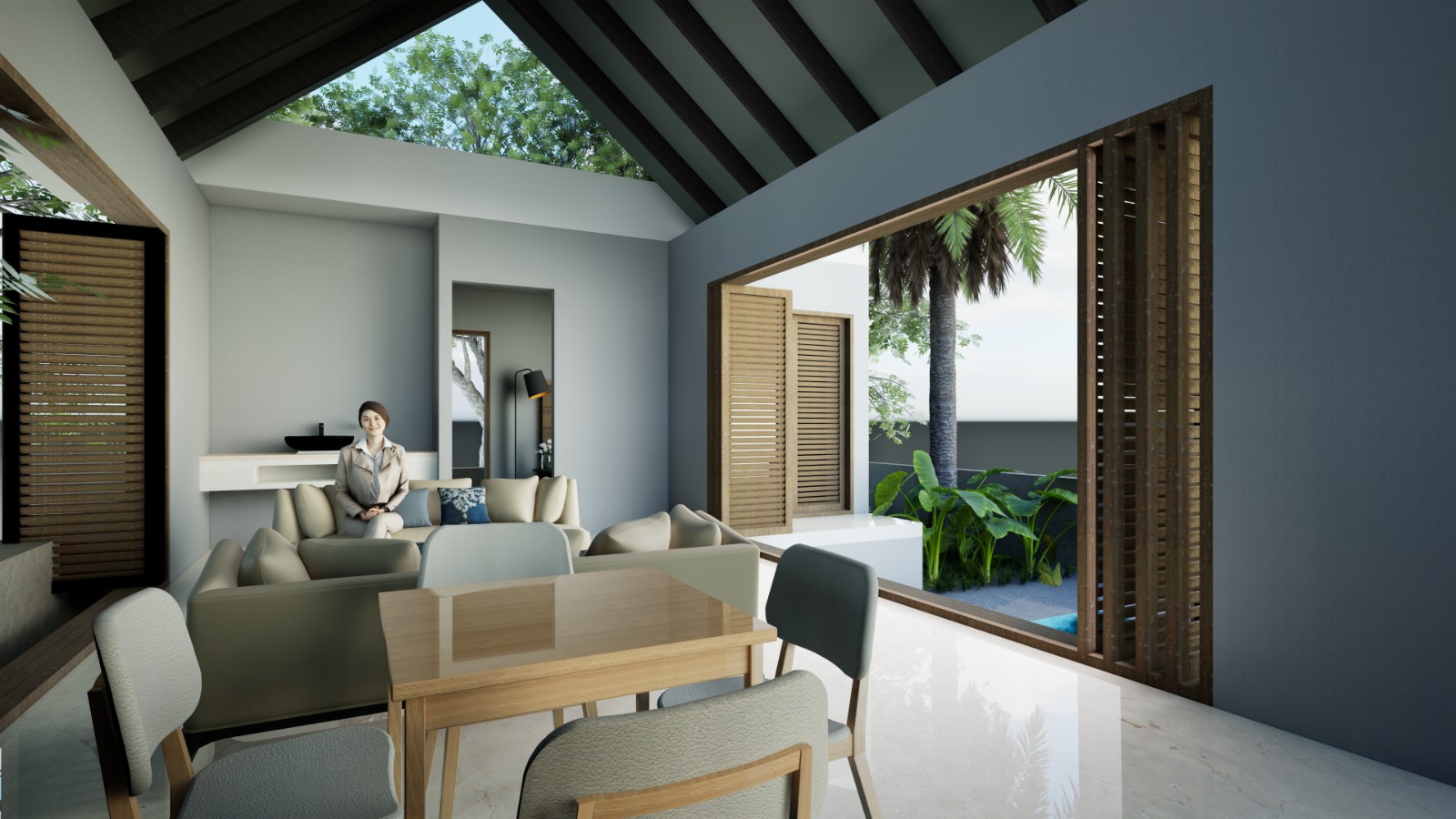 Open plan dining and living interior
